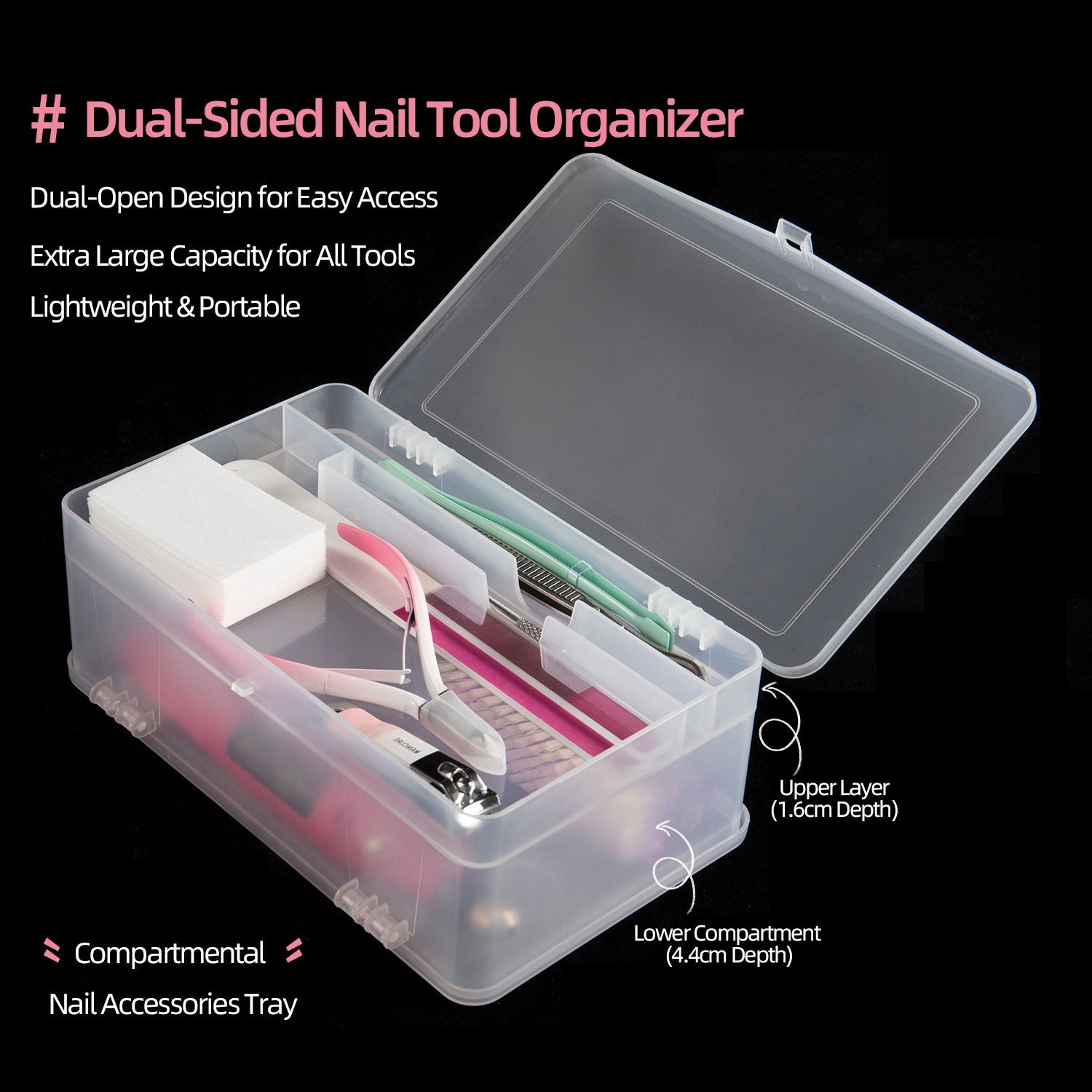 Nail Art Simple - Dual-Open 2-Tier Super Capacity Pp Storage