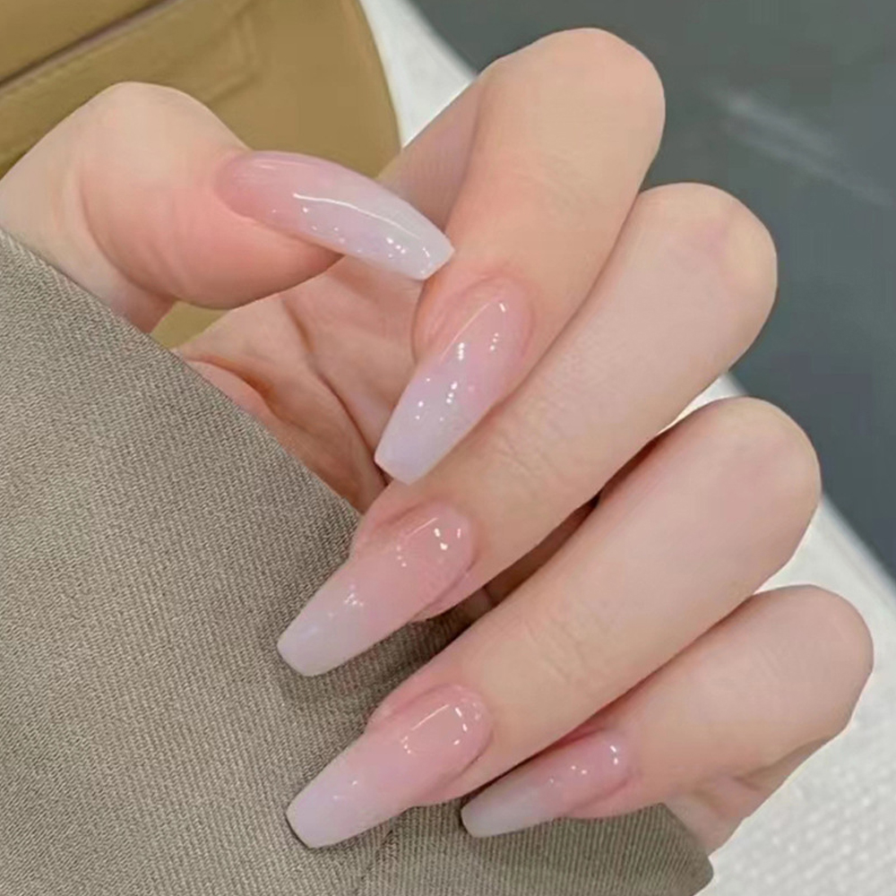 Nail Art Gliter - 24Pcs Pink Glitter Fake Nail with