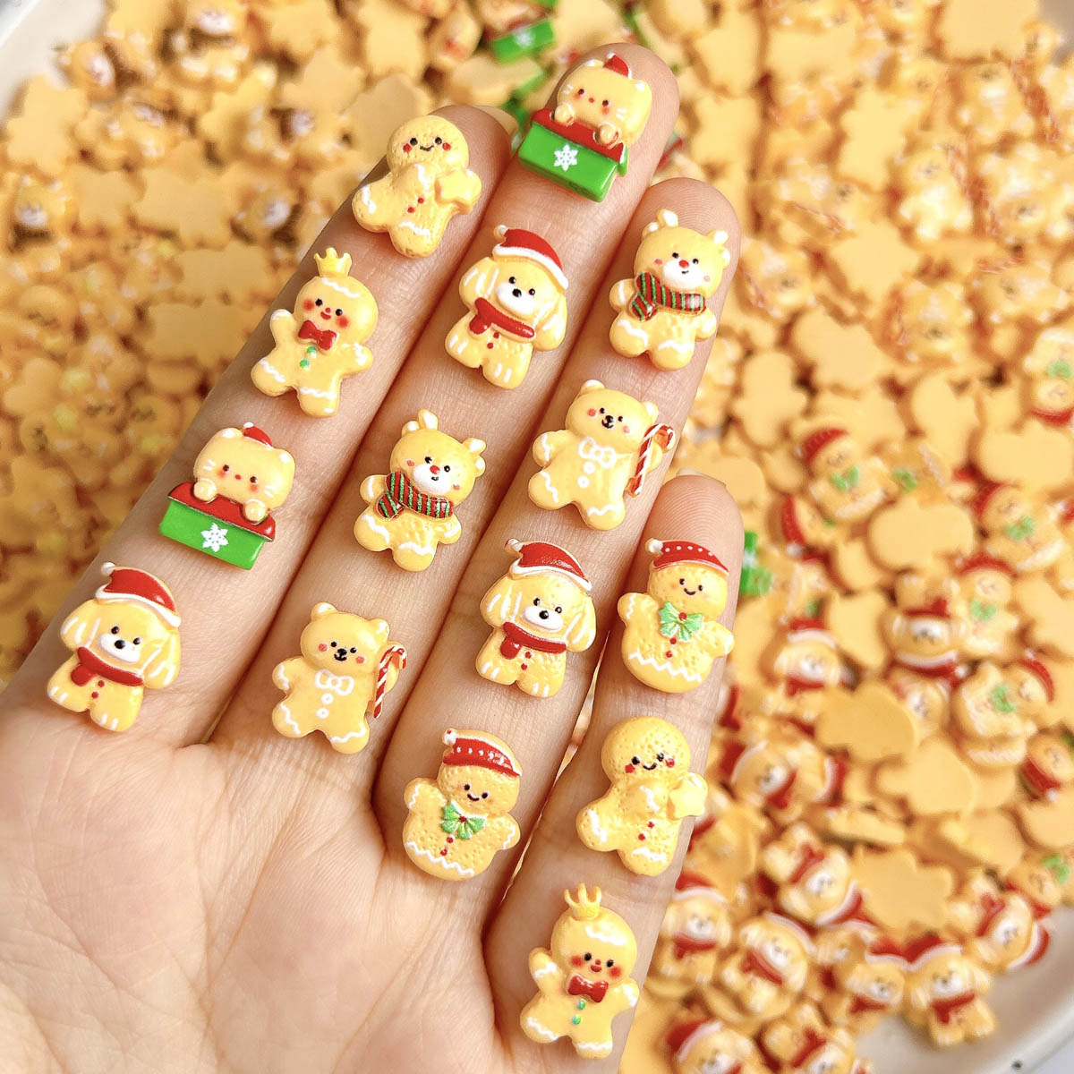Nail Art Xmas Design - 20PCS Kawaii Christmas Gingerbread Man Elk
