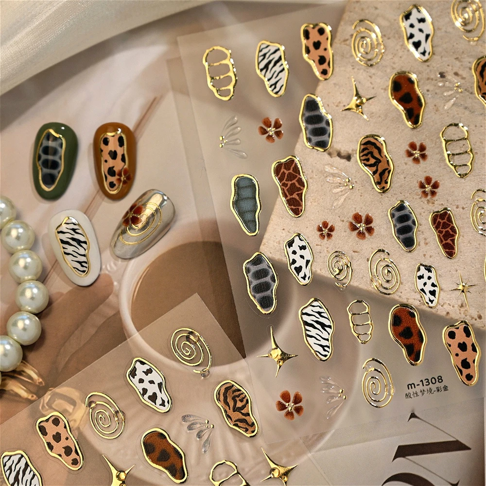 Retro Animal Print Gold Stampe - đánh giá và giá Nail Art Zebra