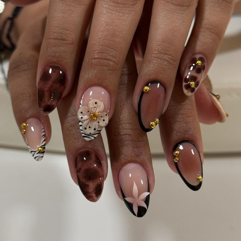 24Pcs French Zebra-Print Fake  - đánh giá và giá Nail Art Zebra