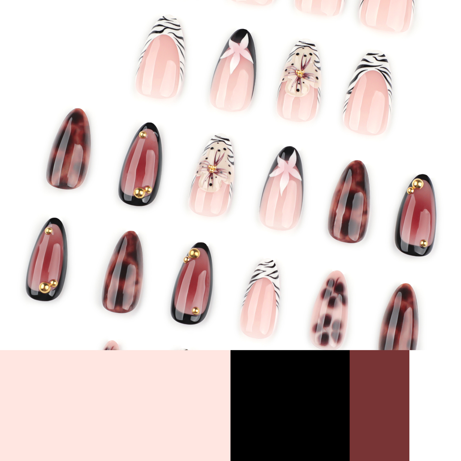 24Pcs French Zebra-Print Fake  - đánh giá và giá Nail Art Zebra