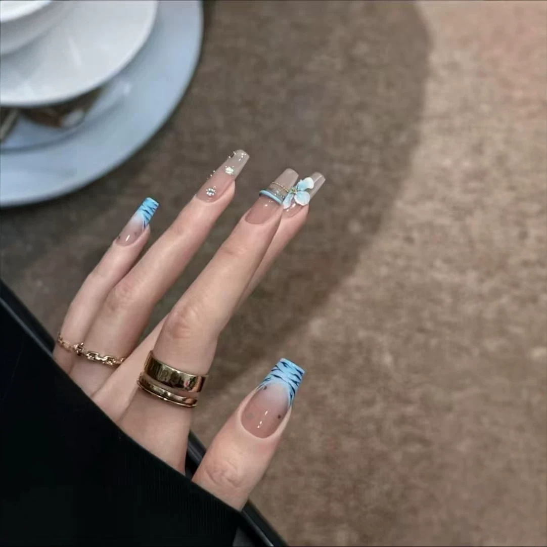 10pcs Handmade Middle Press On - đánh giá và giá Nail Art Zebra