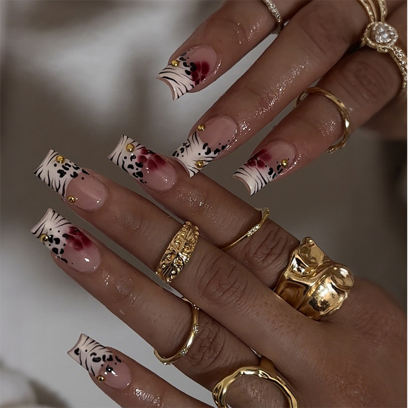 24Pcs Black White French Stick - đánh giá và giá Nail Art Zebra