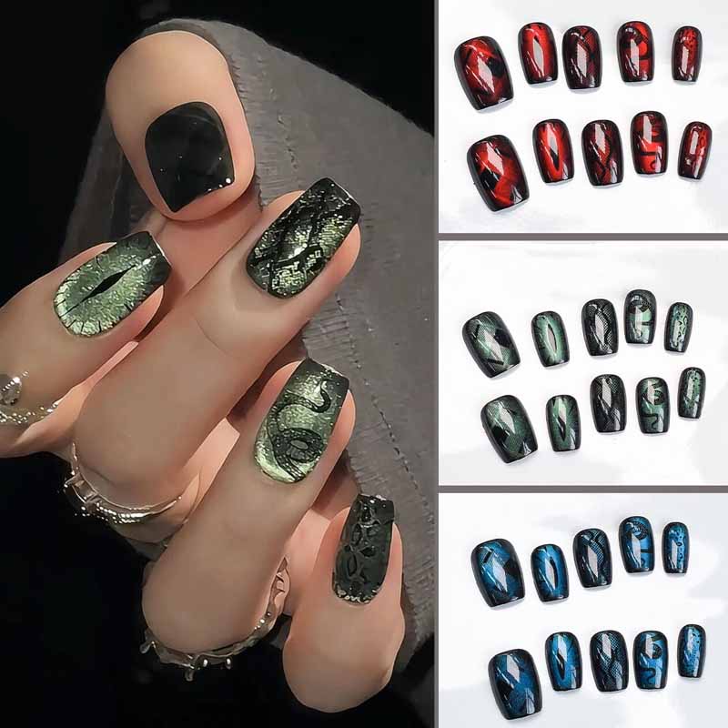 10Pcs Dark Style Cool Wind Pea - đánh giá và giá Nail Art Emerald Blue