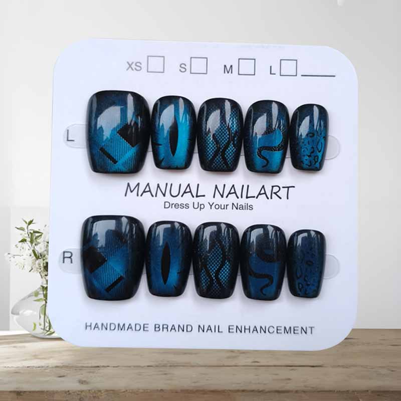 10Pcs Dark Style Cool Wind Pea - đánh giá và giá Nail Art Emerald Blue