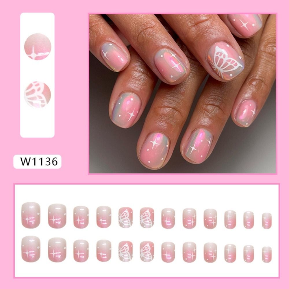 New Short Round False Nails Ze - đánh giá và giá Nail Art Zebra