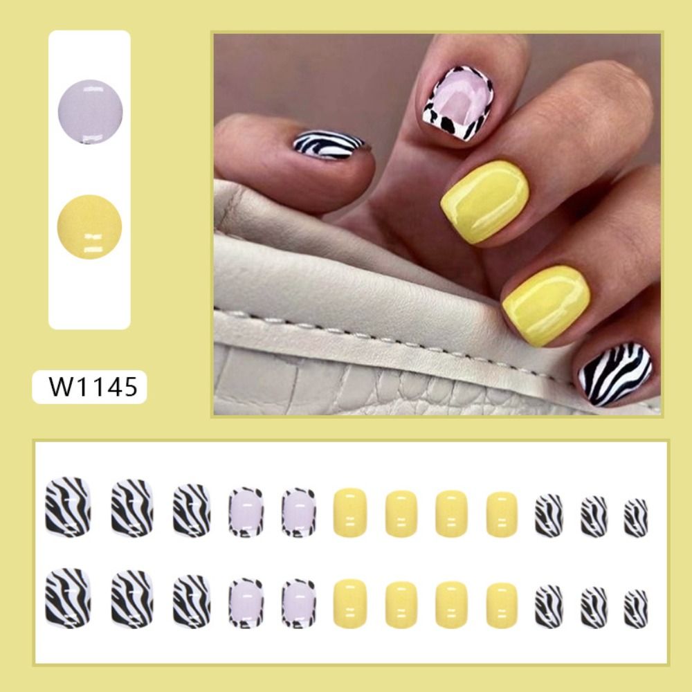 New Short Round False Nails Ze - đánh giá và giá Nail Art Zebra