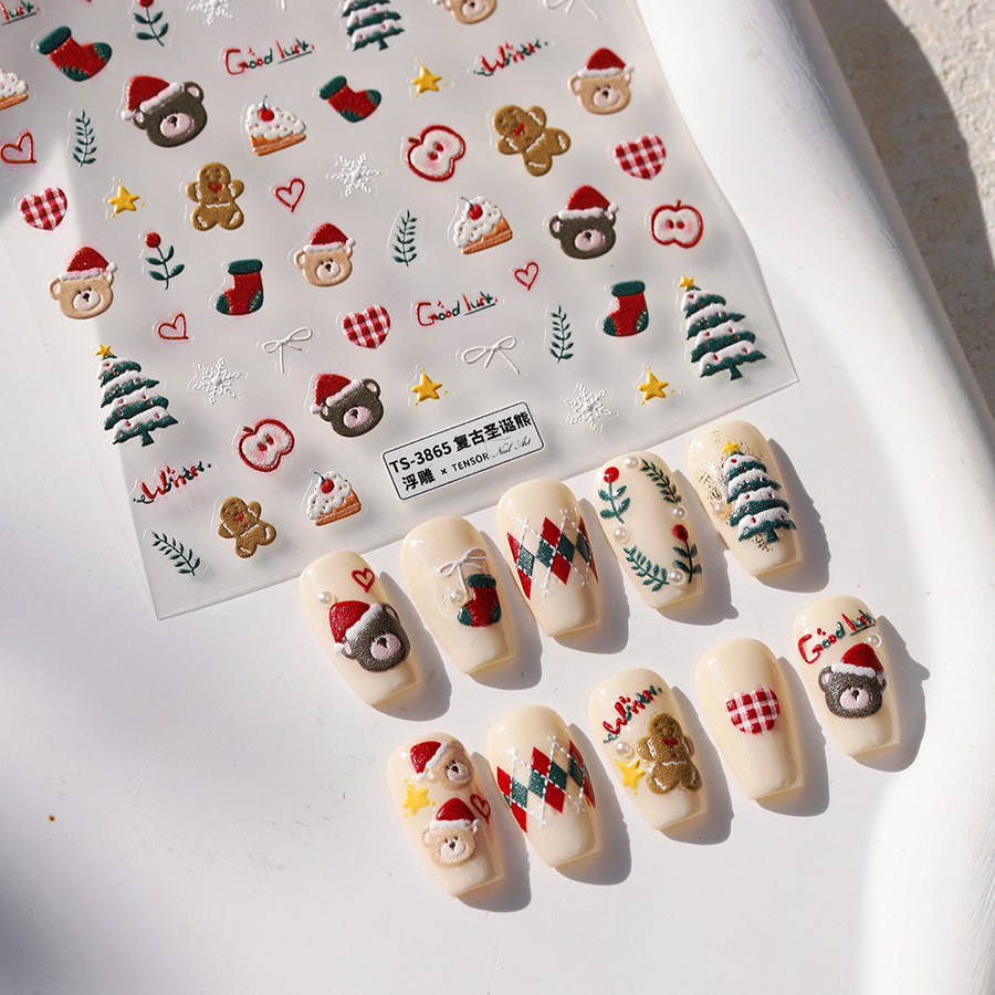 Cute Christmas Bear & Gingerbr - đánh giá và giá Nail Art Xmas Design