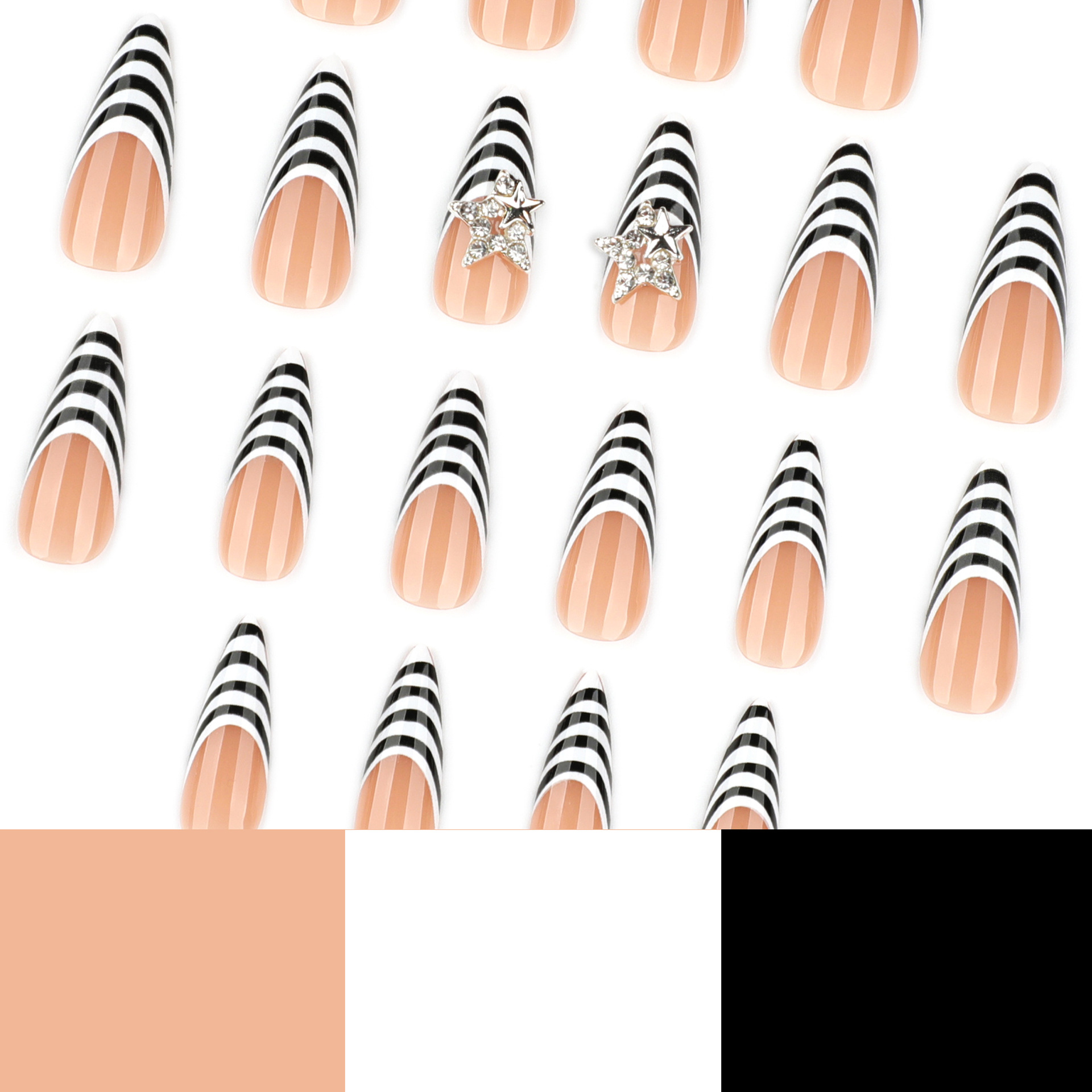 24pcs Black White Zebra Stripe - đánh giá và giá Nail Art Zebra
