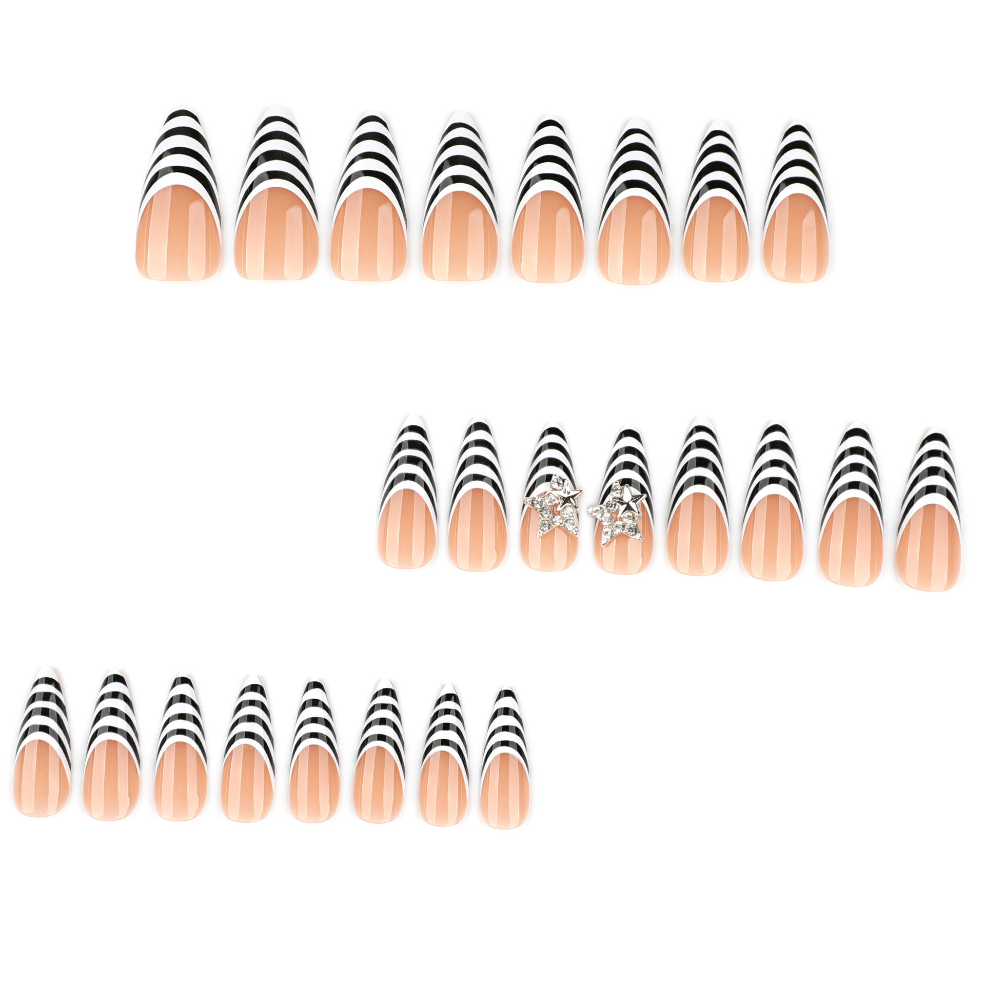 24pcs Black White Zebra Stripe - đánh giá và giá Nail Art Zebra