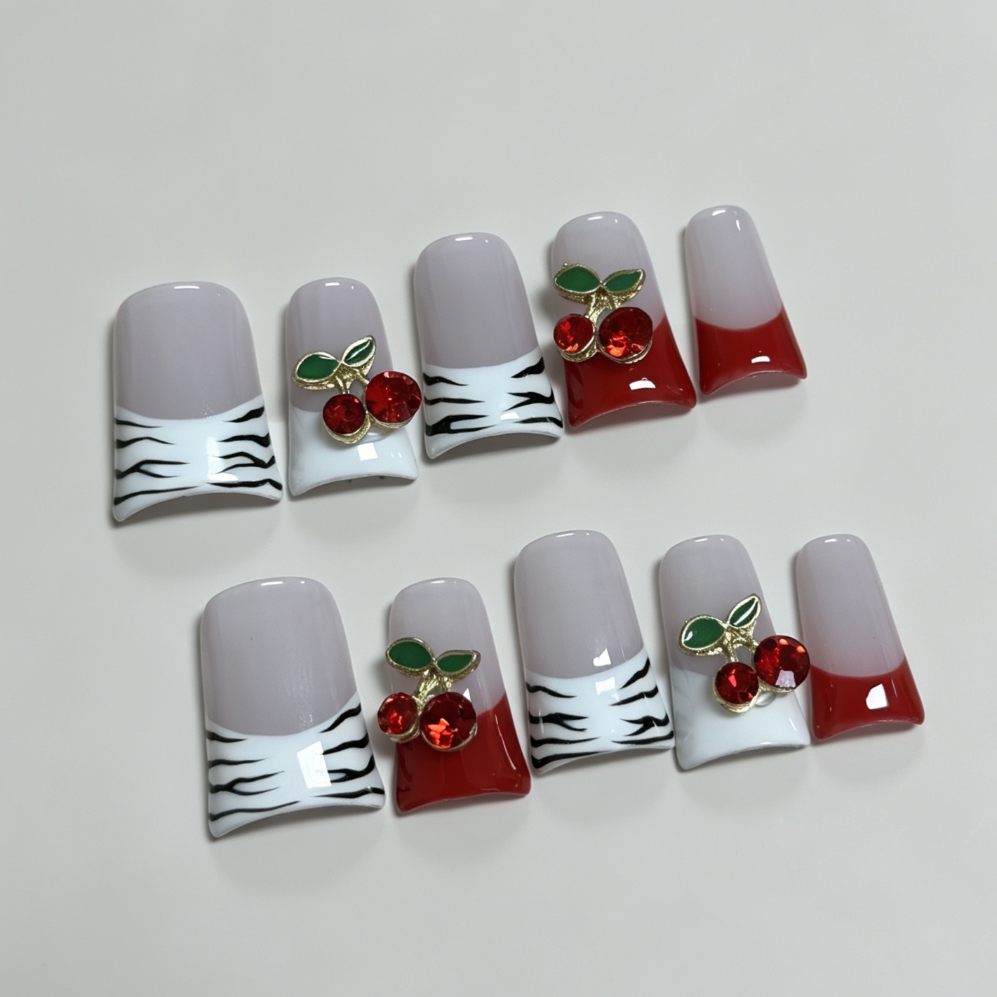 Medium Square 10Pcs French Pre - đánh giá và giá Nail Art Zebra