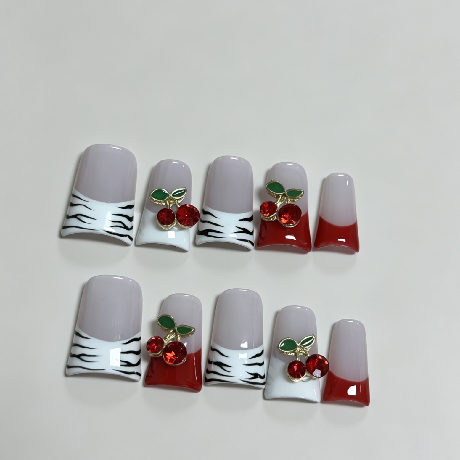 Medium Square 10Pcs French Pre - đánh giá và giá Nail Art Zebra