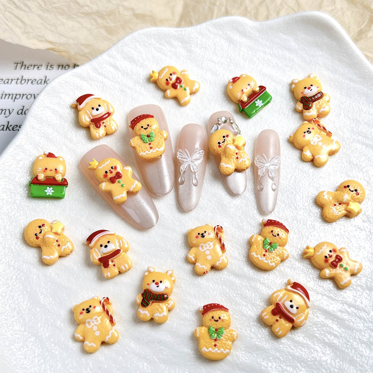 20PCS Kawaii Christmas Gingerb - đánh giá và giá Nail Art Xmas Design