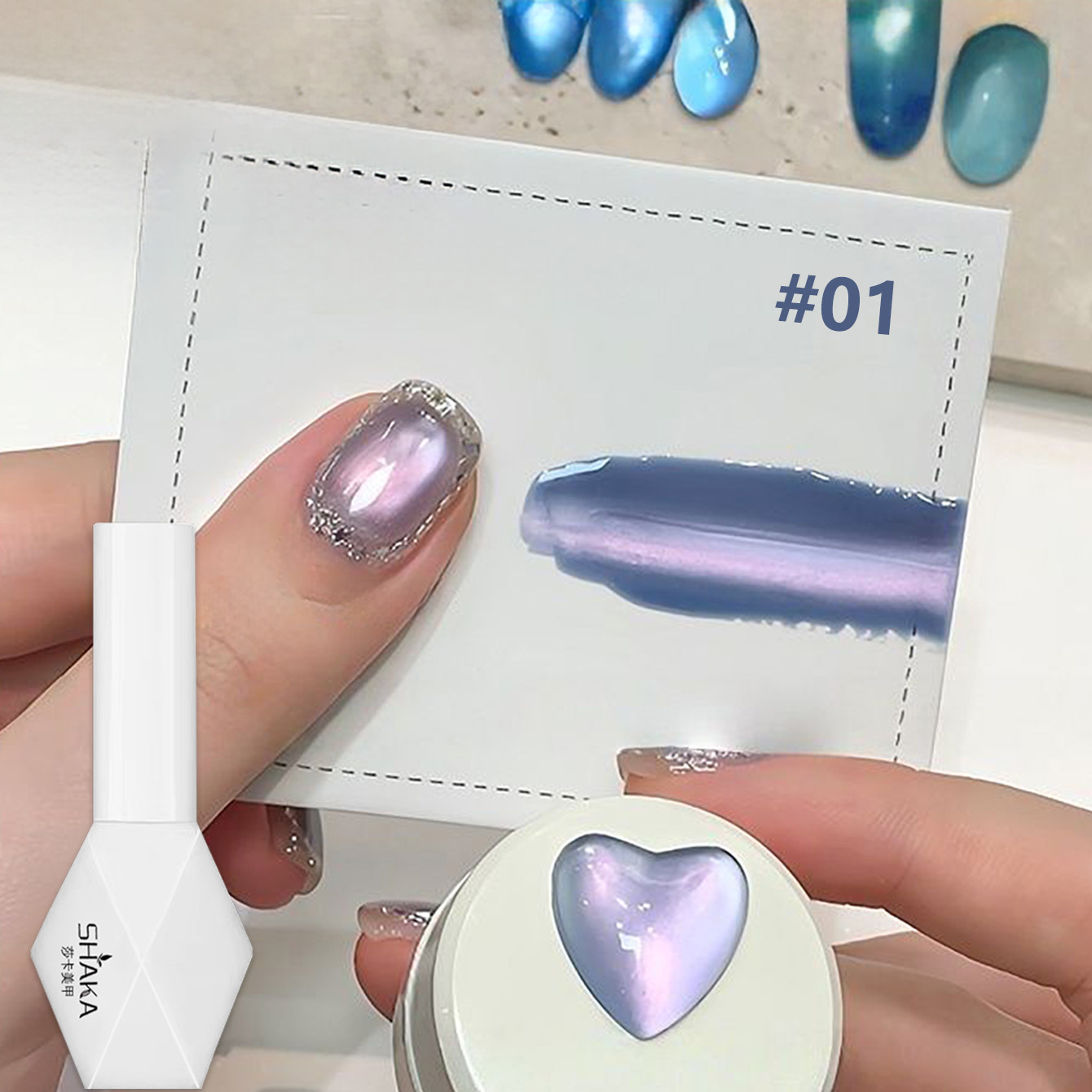 1pcs SHAKA Sea Fantasy Cat Eye - đánh giá và giá Nail Art Emerald Blue