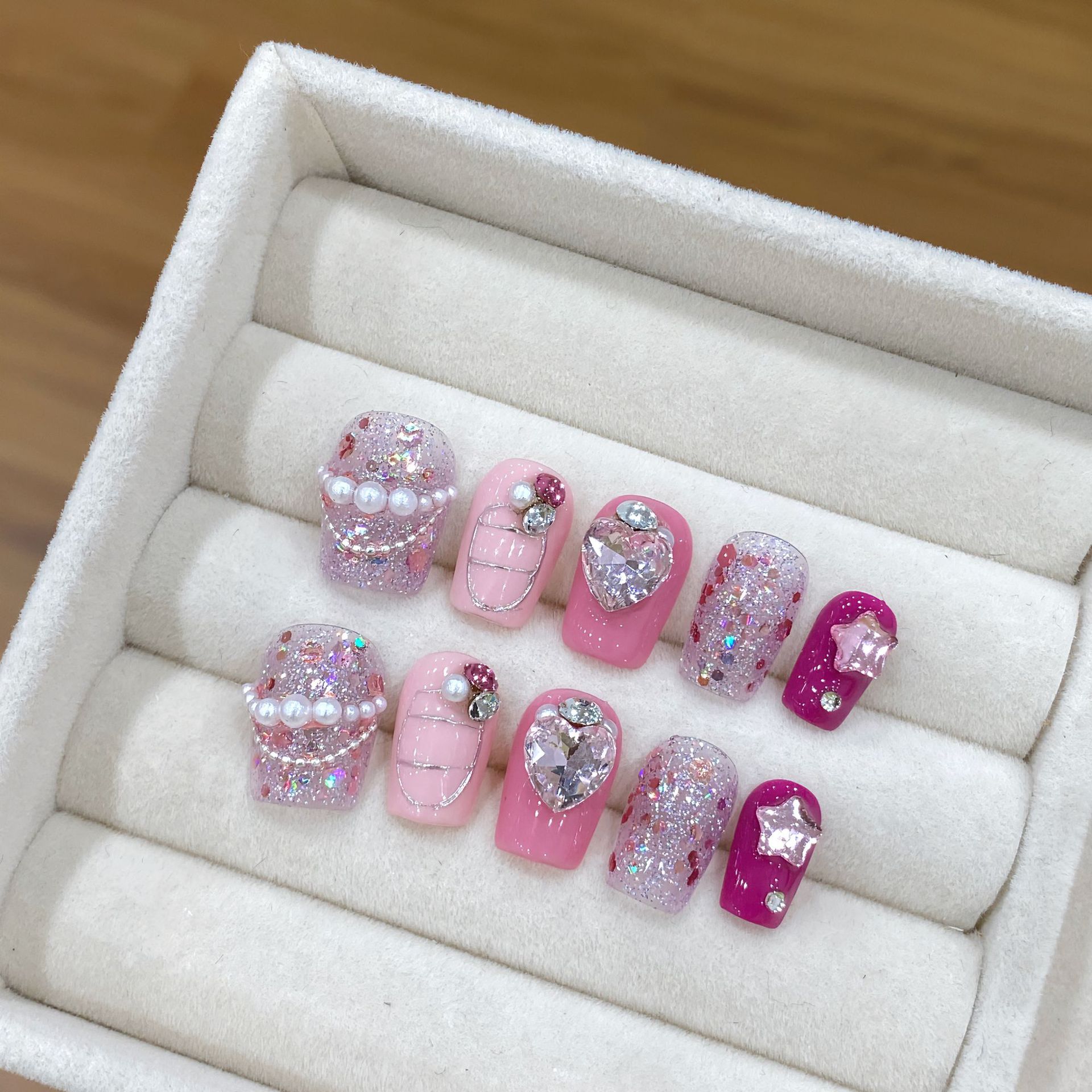 Handmade Press on Nails Shiny  - đánh giá và giá Nail Art Gliter